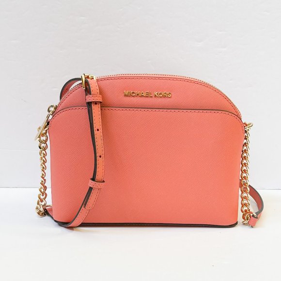 Michael Kors Jet Set Travel Dome Shoulder Crossbody Bag Pink Grapefruit